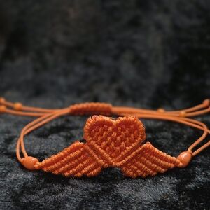 Handcrafted Orange Heart Bracelet